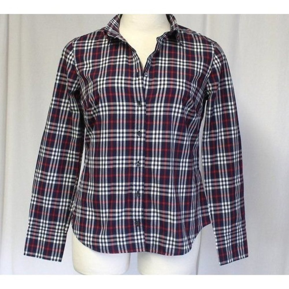 J Crew Perfect Shirt in Blue Plaid F4590 New, Size 2